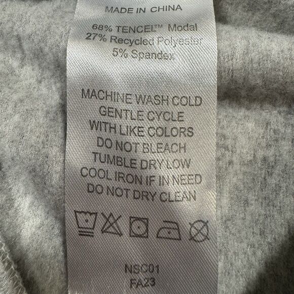 Quince SuperSoft Fleece Wide Leg Pant Size M Gray Crop Lounge Comfy Athleisure - Picture 8 of 9